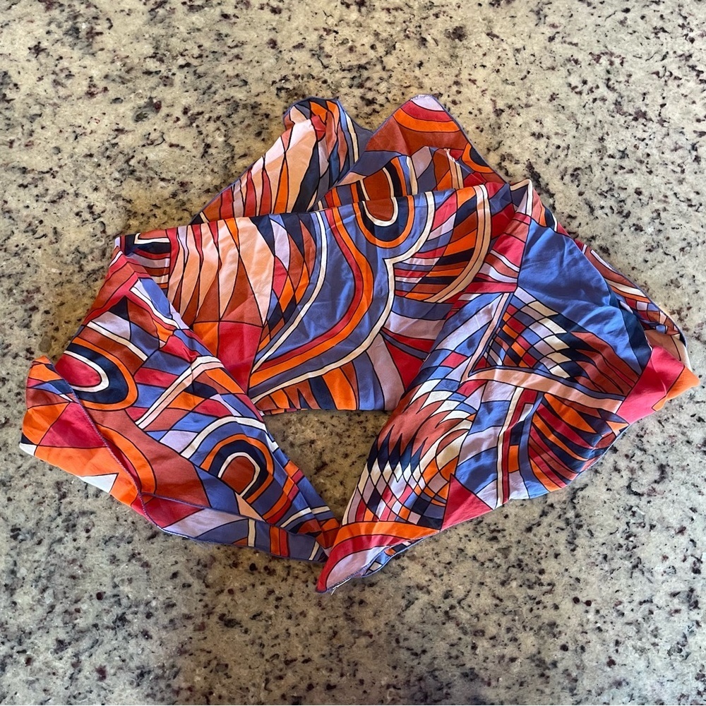 Large silk and cotton blend, colorful printed scarf/shawl
